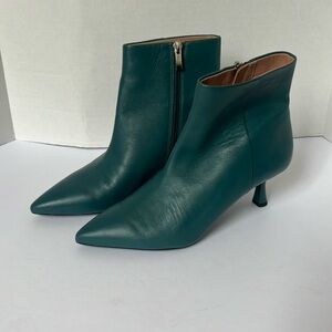 Nordstrom Turquoise Leather Kitten Heel Bootie Size 8.5